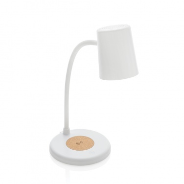 Logo trade promotional giveaway photo of: Zenara RCS recycled plastic and cork 15W wireless desk lamp